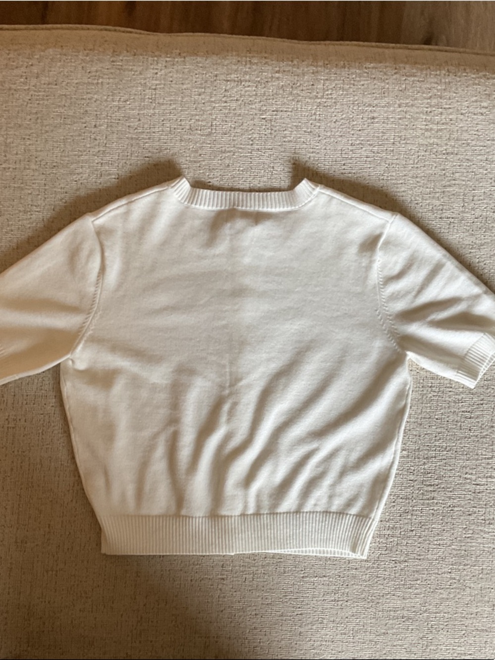 Song of Style by Aimee Song Gold Button Cream Short Sleeve Cardigan Large - Picture 9 of 13